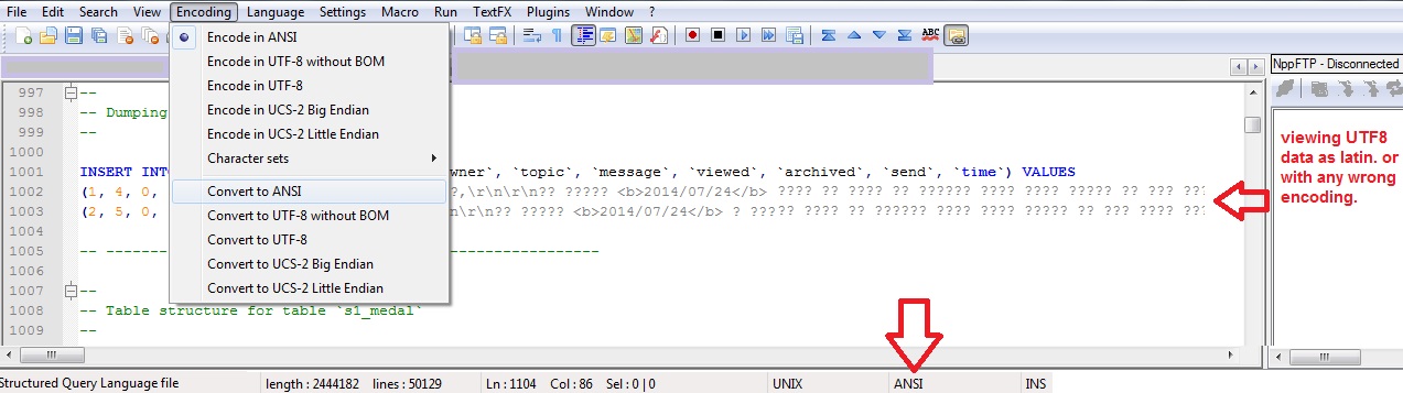 نمونه نمایش اطلاعات utf8 با انکودینگ اشتباه نمایش در صفحات به صورت  ansi , win1252 , latin1 :  