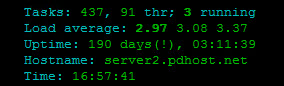 server2.pdhost.net 6 month uptime after last reboot.